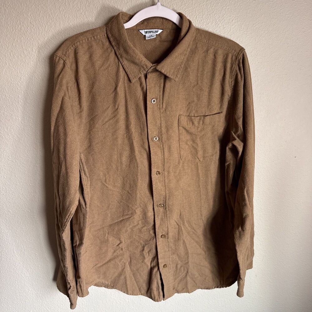 Caterpillar Men’s Fleece Button Shirt Brown